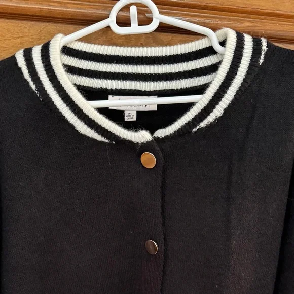 Nanette Lepore Black & Cream Varsity Cardigan Sweater Size XL NWT - Picture 5 of 11